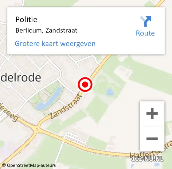 Locatie op kaart van de 112 melding: Politie Berlicum, Zandstraat op 11 maart 2024 09:04