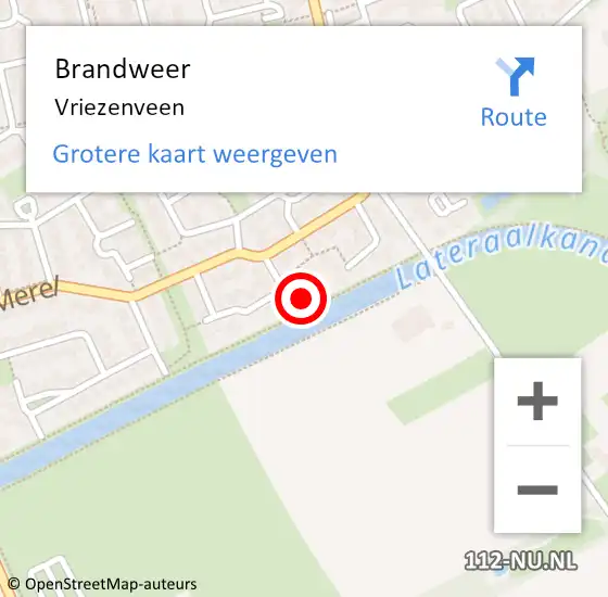 Locatie op kaart van de 112 melding: Brandweer Vriezenveen op 11 maart 2024 09:39
