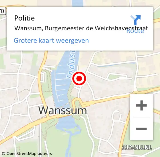 Locatie op kaart van de 112 melding: Politie Wanssum, Burgemeester de Weichshavenstraat op 11 maart 2024 10:06