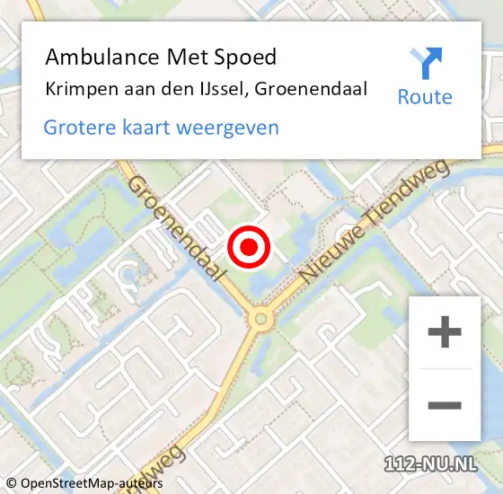Locatie op kaart van de 112 melding: Ambulance Met Spoed Naar Krimpen aan den IJssel, Groenendaal op 11 maart 2024 10:09