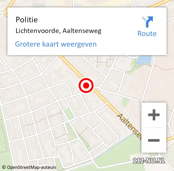 Locatie op kaart van de 112 melding: Politie Lichtenvoorde, Aaltenseweg op 11 maart 2024 10:21