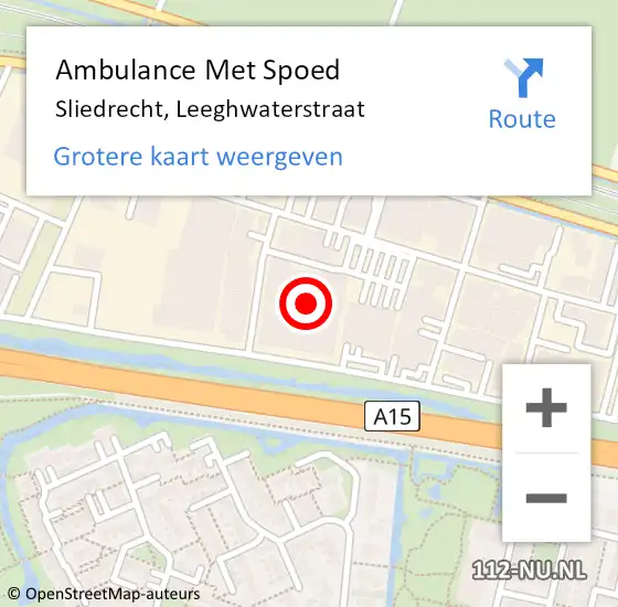 Locatie op kaart van de 112 melding: Ambulance Met Spoed Naar Sliedrecht, Leeghwaterstraat op 11 maart 2024 10:22