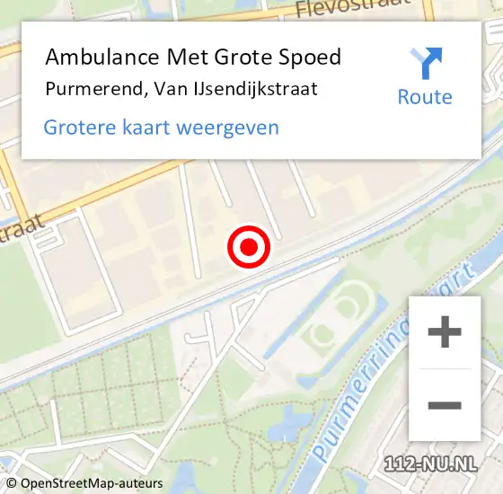 Locatie op kaart van de 112 melding: Ambulance Met Grote Spoed Naar Purmerend, Van IJsendijkstraat op 11 maart 2024 10:22