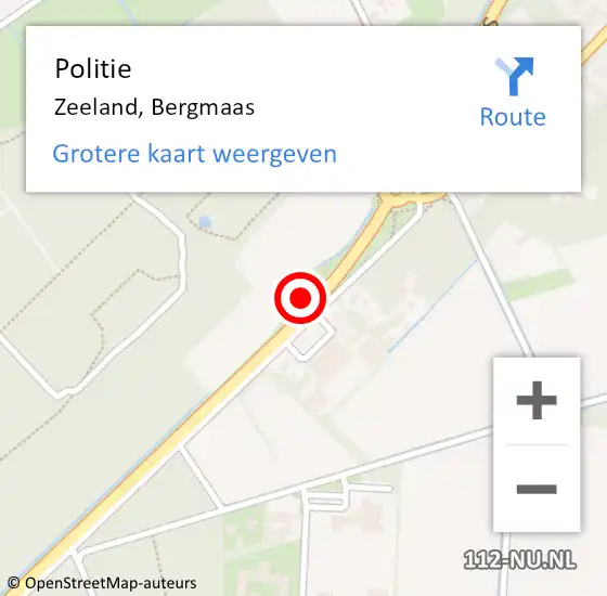 Locatie op kaart van de 112 melding: Politie Zeeland, Bergmaas op 11 maart 2024 10:24