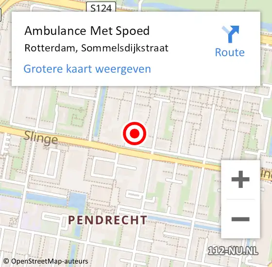 Locatie op kaart van de 112 melding: Ambulance Met Spoed Naar Rotterdam, Sommelsdijkstraat op 11 maart 2024 10:24