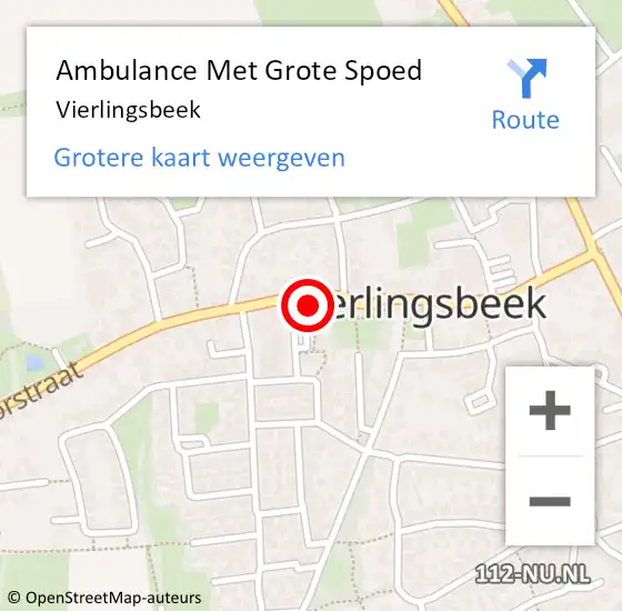 Locatie op kaart van de 112 melding: Ambulance Met Grote Spoed Naar Vierlingsbeek op 11 maart 2024 10:52