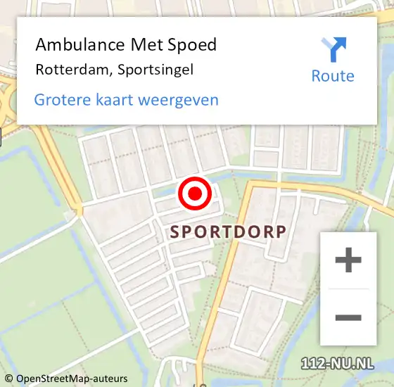 Locatie op kaart van de 112 melding: Ambulance Met Spoed Naar Rotterdam, Sportsingel op 11 maart 2024 11:18
