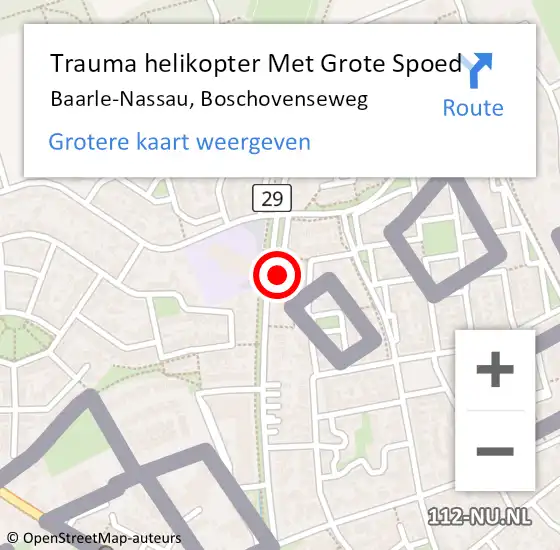 Locatie op kaart van de 112 melding: Trauma helikopter Met Grote Spoed Naar Baarle-Nassau, Boschovenseweg op 11 maart 2024 12:23