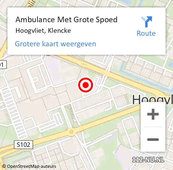 Locatie op kaart van de 112 melding: Ambulance Met Grote Spoed Naar Hoogvliet, Klencke op 11 maart 2024 12:30