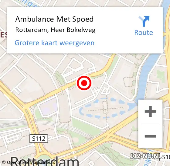 Locatie op kaart van de 112 melding: Ambulance Met Spoed Naar Rotterdam, Heer Bokelweg op 11 maart 2024 12:46