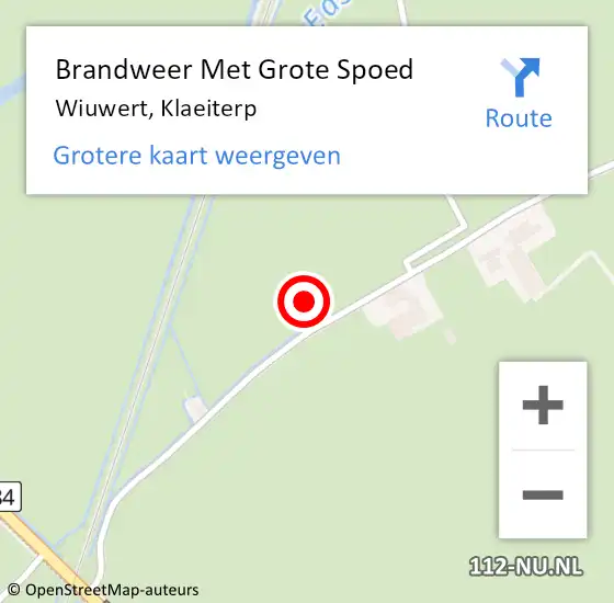 Locatie op kaart van de 112 melding: Brandweer Met Grote Spoed Naar Wiuwert, Klaeiterp op 11 maart 2024 13:06