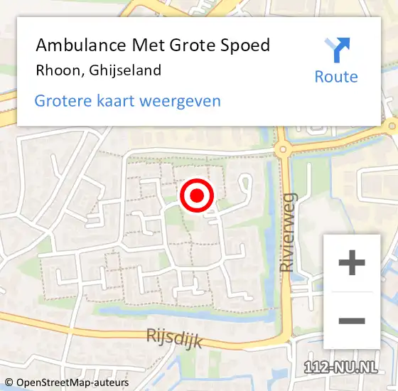 Locatie op kaart van de 112 melding: Ambulance Met Grote Spoed Naar Rhoon, Ghijseland op 11 maart 2024 13:19