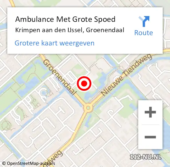 Locatie op kaart van de 112 melding: Ambulance Met Grote Spoed Naar Krimpen aan den IJssel, Groenendaal op 11 maart 2024 13:44