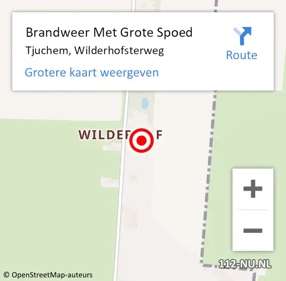 Locatie op kaart van de 112 melding: Brandweer Met Grote Spoed Naar Tjuchem, Wilderhofsterweg op 11 maart 2024 13:46