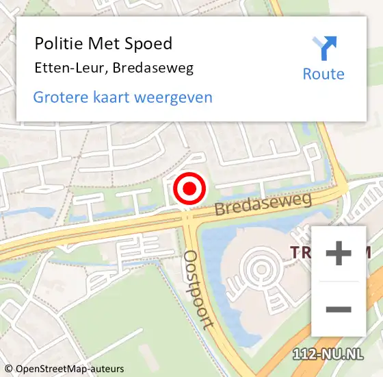 Locatie op kaart van de 112 melding: Politie Met Spoed Naar Etten-Leur, Bredaseweg op 11 maart 2024 13:50