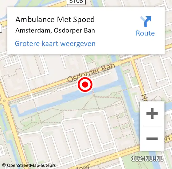 Locatie op kaart van de 112 melding: Ambulance Met Spoed Naar Amsterdam, Osdorper Ban op 11 maart 2024 13:56