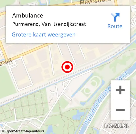 Locatie op kaart van de 112 melding: Ambulance Purmerend, Van IJsendijkstraat op 11 maart 2024 13:56