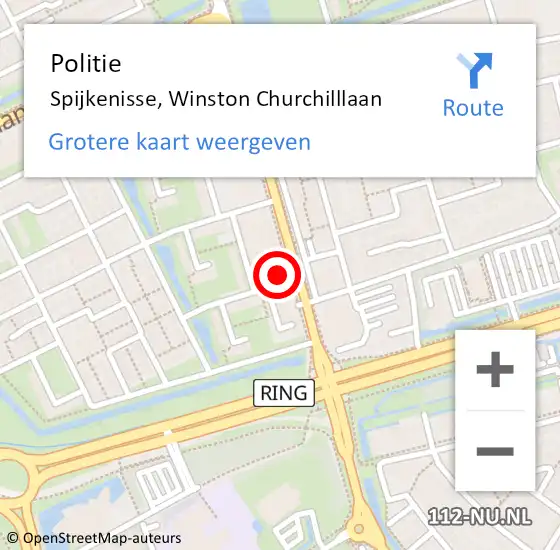 Locatie op kaart van de 112 melding: Politie Spijkenisse, Winston Churchilllaan op 11 maart 2024 14:02