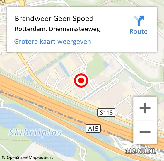 Locatie op kaart van de 112 melding: Brandweer Geen Spoed Naar Rotterdam, Driemanssteeweg op 11 maart 2024 14:09