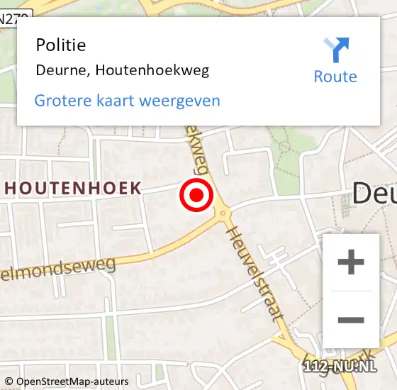 Locatie op kaart van de 112 melding: Politie Deurne, Houtenhoekweg op 11 maart 2024 14:31
