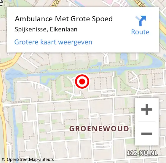 Locatie op kaart van de 112 melding: Ambulance Met Grote Spoed Naar Spijkenisse, Eikenlaan op 11 maart 2024 14:35