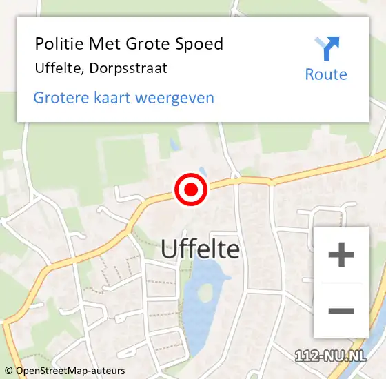 Locatie op kaart van de 112 melding: Politie Met Grote Spoed Naar Uffelte, Dorpsstraat op 11 maart 2024 14:44