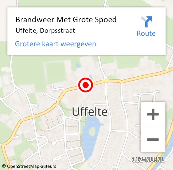 Locatie op kaart van de 112 melding: Brandweer Met Grote Spoed Naar Uffelte, Dorpsstraat op 11 maart 2024 14:45