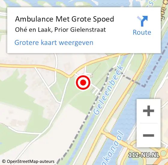 Locatie op kaart van de 112 melding: Ambulance Met Grote Spoed Naar Ohé en Laak, Prior Gielenstraat op 11 maart 2024 14:47