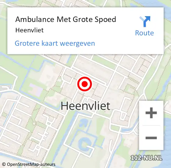 Locatie op kaart van de 112 melding: Ambulance Met Grote Spoed Naar Heenvliet op 11 maart 2024 15:10