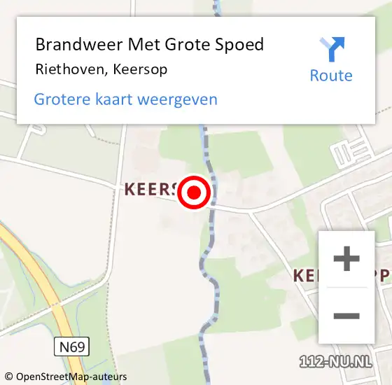Locatie op kaart van de 112 melding: Brandweer Met Grote Spoed Naar Riethoven, Keersop op 11 maart 2024 15:21