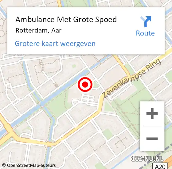 Locatie op kaart van de 112 melding: Ambulance Met Grote Spoed Naar Rotterdam, Aar op 11 maart 2024 15:32
