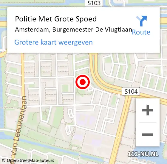 Locatie op kaart van de 112 melding: Politie Met Grote Spoed Naar Amsterdam, Burgemeester De Vlugtlaan op 11 maart 2024 16:07
