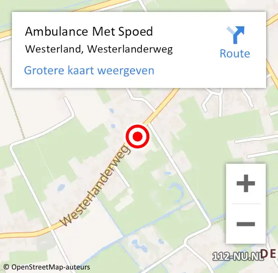 Locatie op kaart van de 112 melding: Ambulance Met Spoed Naar Westerland, Westerlanderweg op 11 maart 2024 16:10