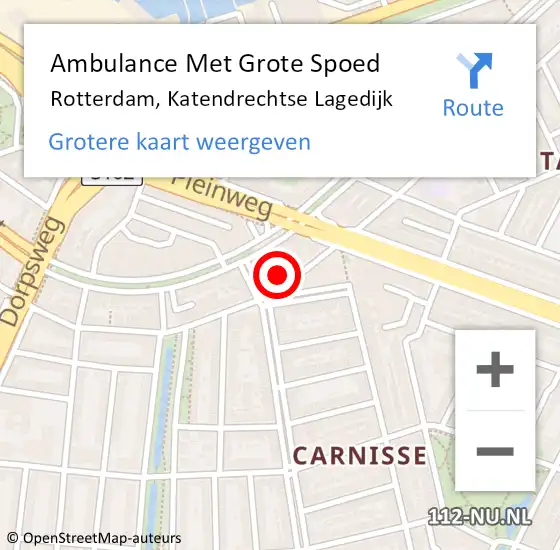 Locatie op kaart van de 112 melding: Ambulance Met Grote Spoed Naar Rotterdam, Katendrechtse Lagedijk op 11 maart 2024 16:16