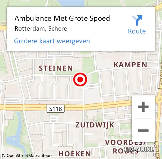 Locatie op kaart van de 112 melding: Ambulance Met Grote Spoed Naar Rotterdam, Schere op 11 maart 2024 16:26