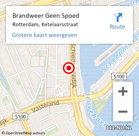 Locatie op kaart van de 112 melding: Brandweer Geen Spoed Naar Rotterdam, Ketelaarsstraat op 11 maart 2024 16:32