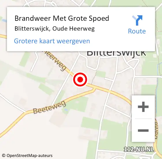 Locatie op kaart van de 112 melding: Brandweer Met Grote Spoed Naar Blitterswijck, Oude Heerweg op 11 maart 2024 17:25