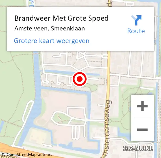 Locatie op kaart van de 112 melding: Brandweer Met Grote Spoed Naar Amstelveen, Smeenklaan op 11 maart 2024 17:47