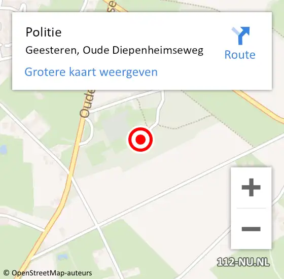 Locatie op kaart van de 112 melding: Politie Geesteren, Oude Diepenheimseweg op 11 maart 2024 17:50