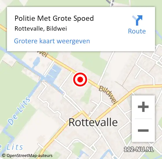 Locatie op kaart van de 112 melding: Politie Met Grote Spoed Naar Rottevalle, Bildwei op 11 maart 2024 18:41