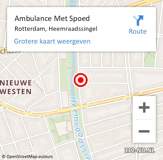 Locatie op kaart van de 112 melding: Ambulance Met Spoed Naar Rotterdam, Heemraadssingel op 11 maart 2024 19:28
