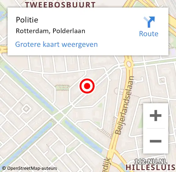 Locatie op kaart van de 112 melding: Politie Rotterdam, Polderlaan op 11 maart 2024 19:49