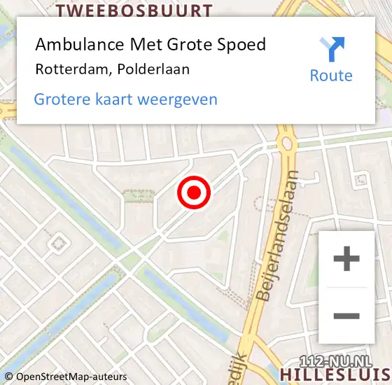 Locatie op kaart van de 112 melding: Ambulance Met Grote Spoed Naar Rotterdam, Polderlaan op 11 maart 2024 19:50
