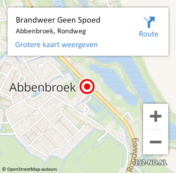 Locatie op kaart van de 112 melding: Brandweer Geen Spoed Naar Abbenbroek, Rondweg op 11 maart 2024 19:58