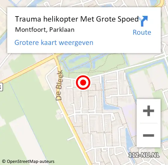 Locatie op kaart van de 112 melding: Trauma helikopter Met Grote Spoed Naar Montfoort, Parklaan op 11 maart 2024 20:02