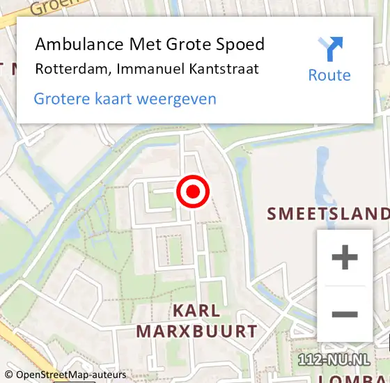 Locatie op kaart van de 112 melding: Ambulance Met Grote Spoed Naar Rotterdam, Immanuel Kantstraat op 11 maart 2024 20:23