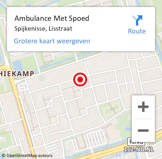 Locatie op kaart van de 112 melding: Ambulance Met Spoed Naar Spijkenisse, Lisstraat op 11 maart 2024 20:34