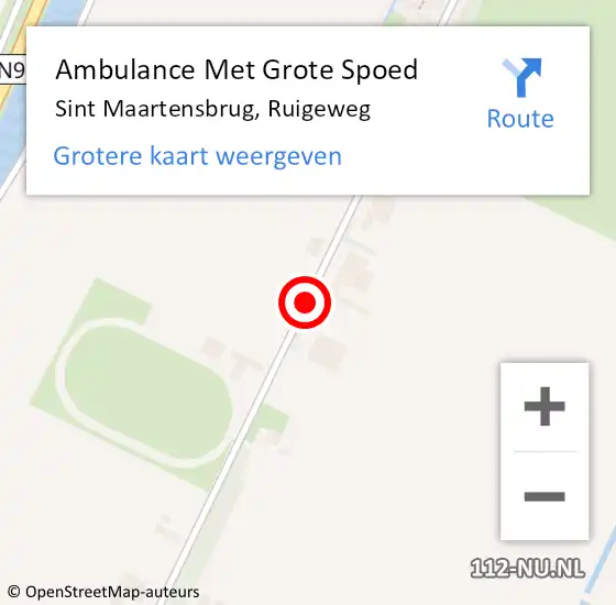 Locatie op kaart van de 112 melding: Ambulance Met Grote Spoed Naar Sint Maartensbrug, Ruigeweg op 11 maart 2024 21:25