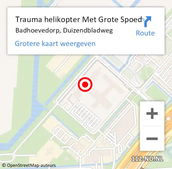 Locatie op kaart van de 112 melding: Trauma helikopter Met Grote Spoed Naar Badhoevedorp, Duizendbladweg op 11 maart 2024 21:37