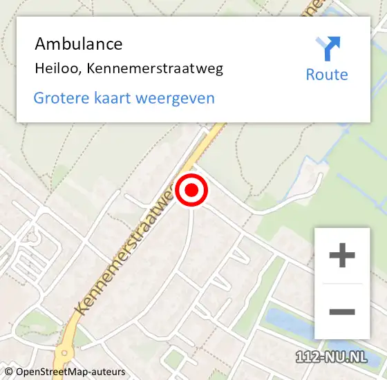 Locatie op kaart van de 112 melding: Ambulance Heiloo, Kennemerstraatweg op 11 maart 2024 23:28